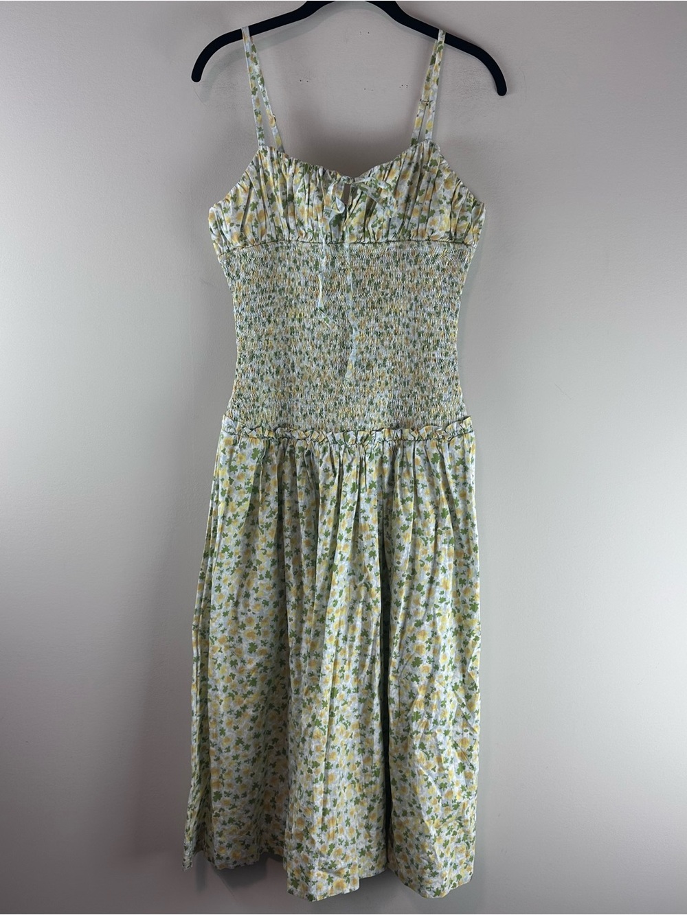 Free People Lavender Daze Smocked Sundress in Blue Green Maxi Dress Size S